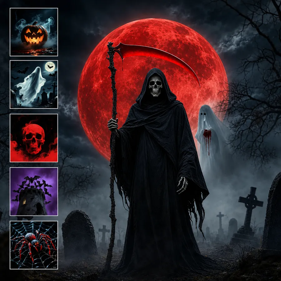SpookShow Pro projector with its 6 Halloween slides